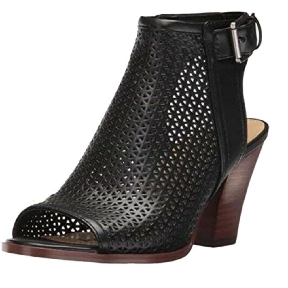 Sam Edelman Black Henri Peep Toe Ankle Strap Heels